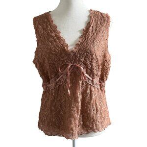 Y2K Lace Mesh Babydoll Top Size XL Embroidered Whimsigoth Coquette Fairy Boho